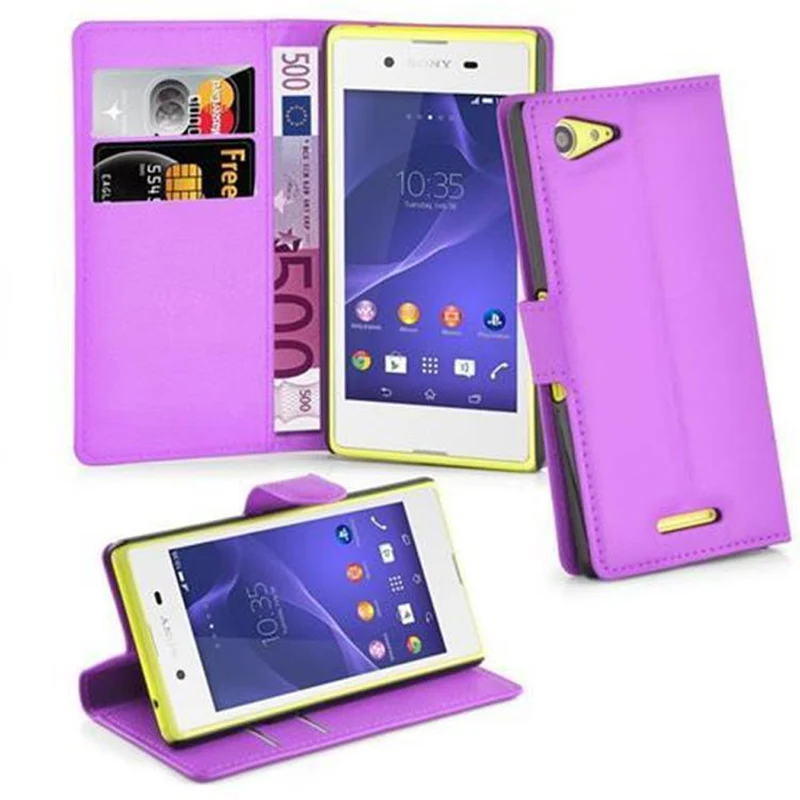 Cadorabo Hülle kompatibel mit Sony Xperia E3 Schutzhülle mit Magnetverschluss, Standfunktion und Kartenfach