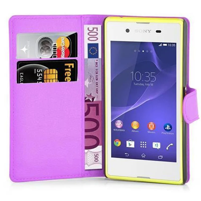 Cadorabo Hülle kompatibel mit Sony Xperia E3 Schutzhülle mit Magnetverschluss, Standfunktion und Kartenfach
