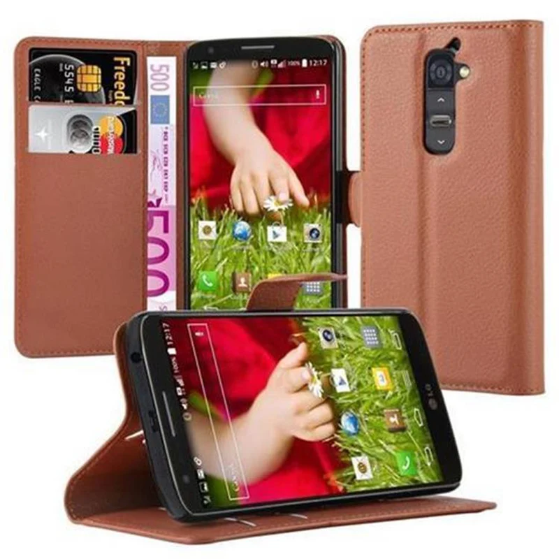 Cadorabo Hülle kompatibel mit LG G2 Schutzhülle mit Magnetverschluss, Standfunktion und Kartenfach