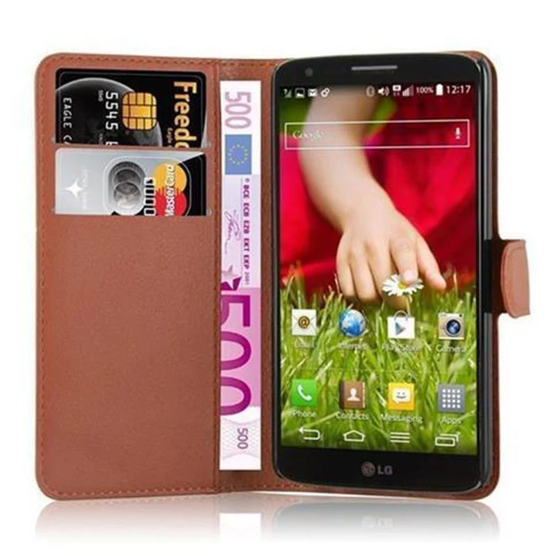 Cadorabo Hülle kompatibel mit LG G2 Schutzhülle mit Magnetverschluss, Standfunktion und Kartenfach