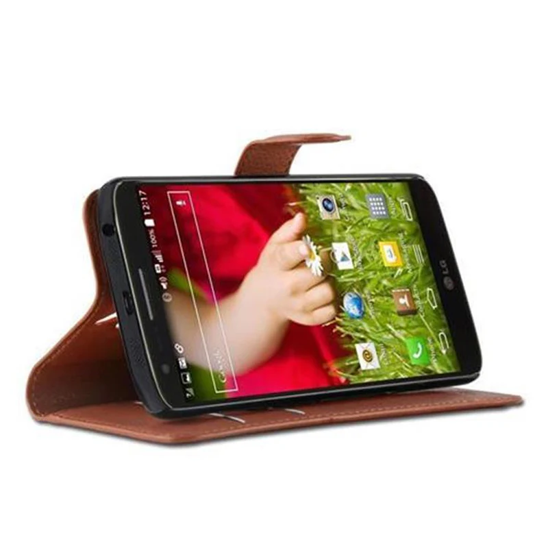Cadorabo Hülle kompatibel mit LG G2 Schutzhülle mit Magnetverschluss, Standfunktion und Kartenfach