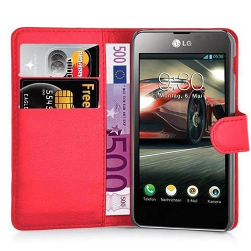 Cadorabo Hülle kompatibel mit LG OPTIMUS F5 / LUCID 2 Schutzhülle mit Magnetverschluss, Standfunktion und Kartenfach
