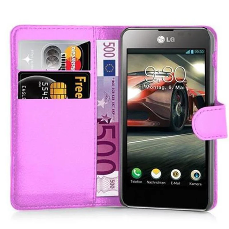 Cadorabo Hülle kompatibel mit LG OPTIMUS F5 / LUCID 2 Schutzhülle mit Magnetverschluss, Standfunktion und Kartenfach