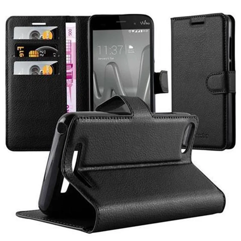 Cadorabo Hülle kompatibel mit WIKO LENNY 3 Schutzhülle mit Magnetverschluss, Standfunktion und Kartenfach