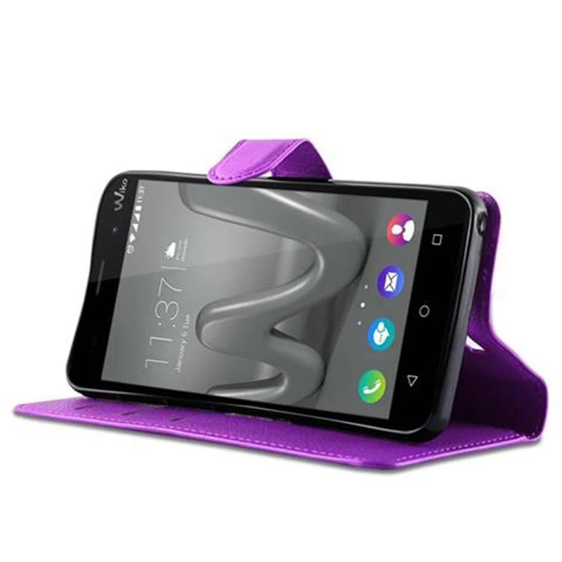 Cadorabo Hülle kompatibel mit WIKO LENNY 3 Schutzhülle mit Magnetverschluss, Standfunktion und Kartenfach