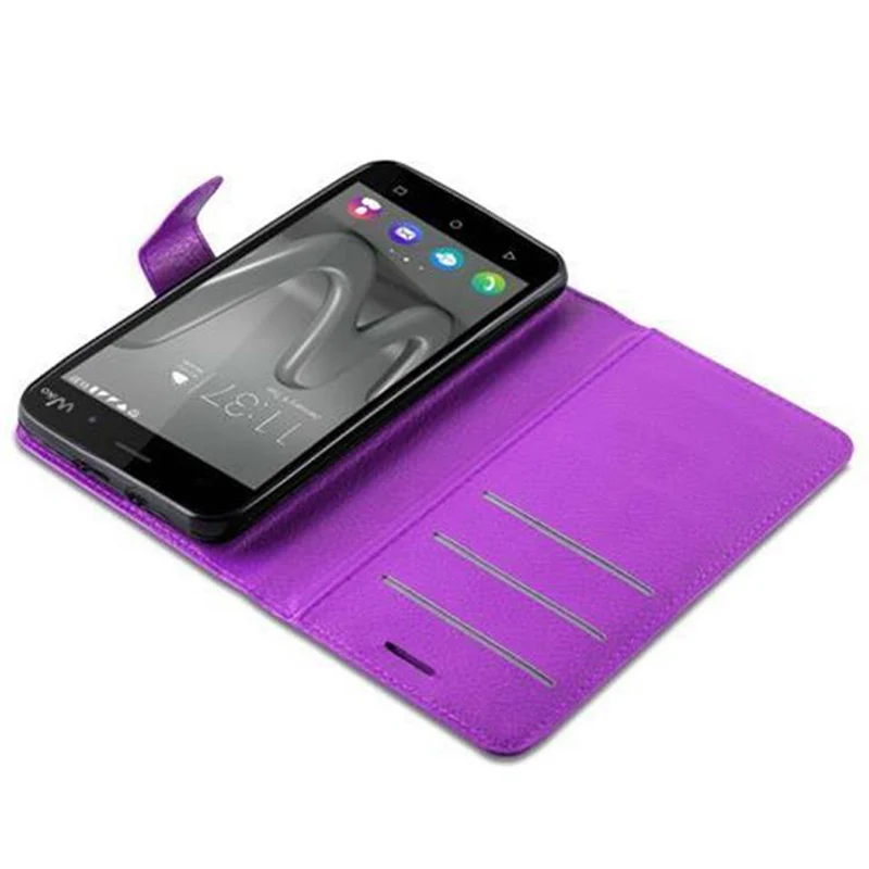 Cadorabo Hülle kompatibel mit WIKO LENNY 3 Schutzhülle mit Magnetverschluss, Standfunktion und Kartenfach