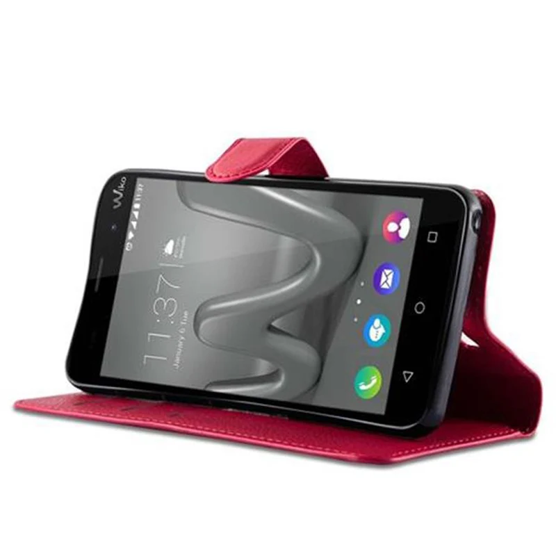Cadorabo Hülle kompatibel mit WIKO LENNY 3 Schutzhülle mit Magnetverschluss, Standfunktion und Kartenfach