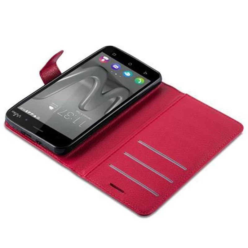 Cadorabo Hülle kompatibel mit WIKO LENNY 3 Schutzhülle mit Magnetverschluss, Standfunktion und Kartenfach