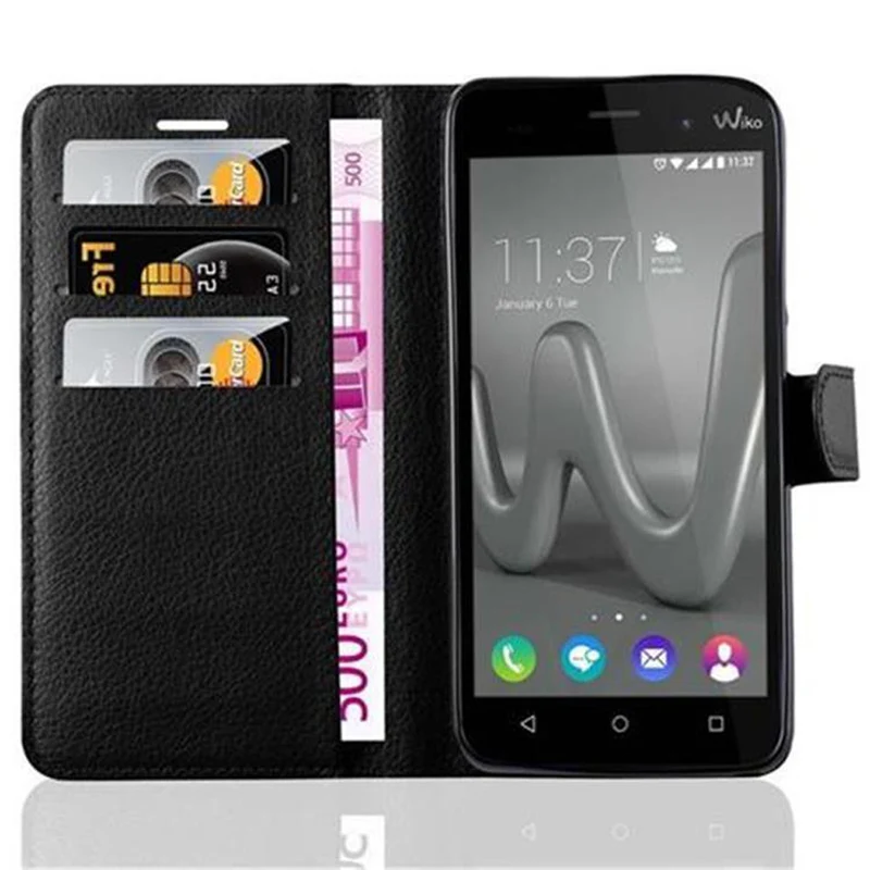 Cadorabo Hülle kompatibel mit WIKO LENNY 3 Schutzhülle mit Magnetverschluss, Standfunktion und Kartenfach
