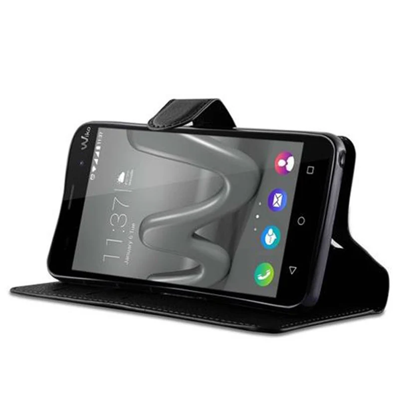 Cadorabo Hülle kompatibel mit WIKO LENNY 3 Schutzhülle mit Magnetverschluss, Standfunktion und Kartenfach