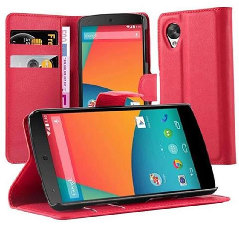 Cadorabo Hülle kompatibel mit LG Google NEXUS 5 Schutzhülle mit Magnetverschluss, Standfunktion und Kartenfach