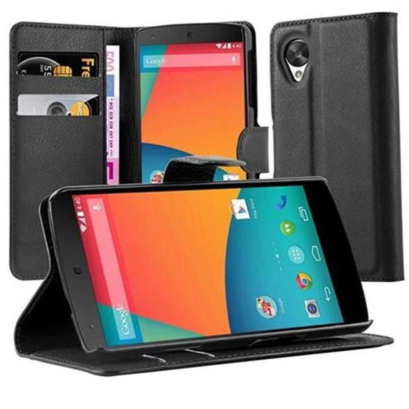 Cadorabo Hülle kompatibel mit LG Google NEXUS 5 Schutzhülle mit Magnetverschluss, Standfunktion und Kartenfach