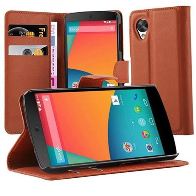 Cadorabo Hülle kompatibel mit LG Google NEXUS 5 Schutzhülle mit Magnetverschluss, Standfunktion und Kartenfach