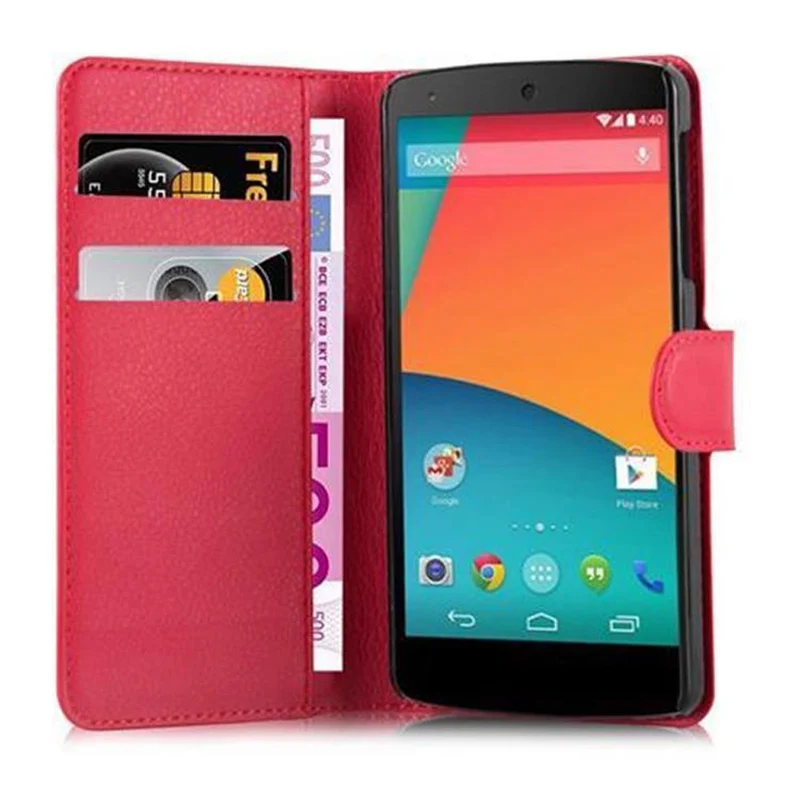 Cadorabo Hülle kompatibel mit LG Google NEXUS 5 Schutzhülle mit Magnetverschluss, Standfunktion und Kartenfach