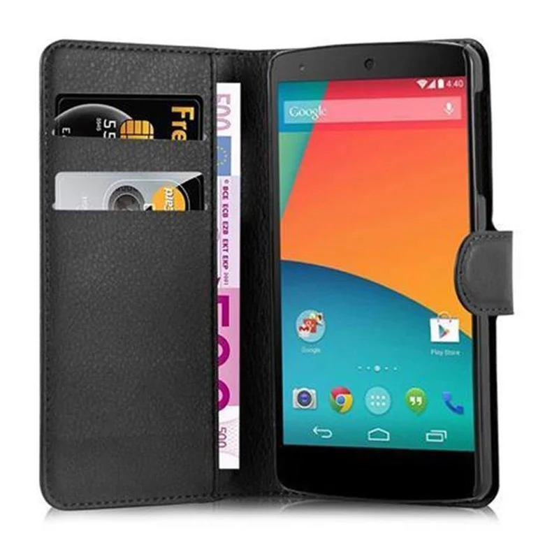 Cadorabo Hülle kompatibel mit LG Google NEXUS 5 Schutzhülle mit Magnetverschluss, Standfunktion und Kartenfach