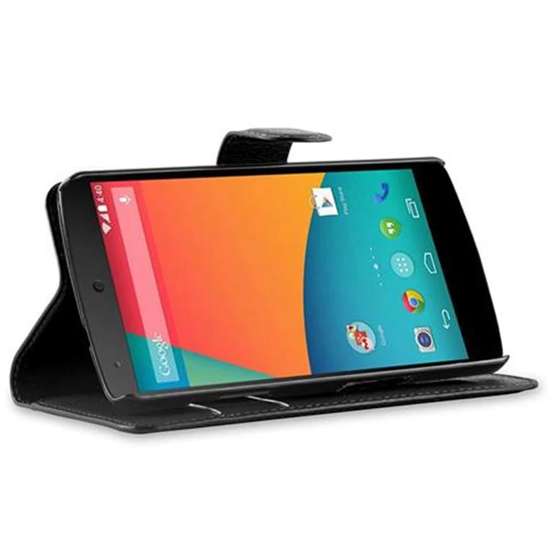 Cadorabo Hülle kompatibel mit LG Google NEXUS 5 Schutzhülle mit Magnetverschluss, Standfunktion und Kartenfach