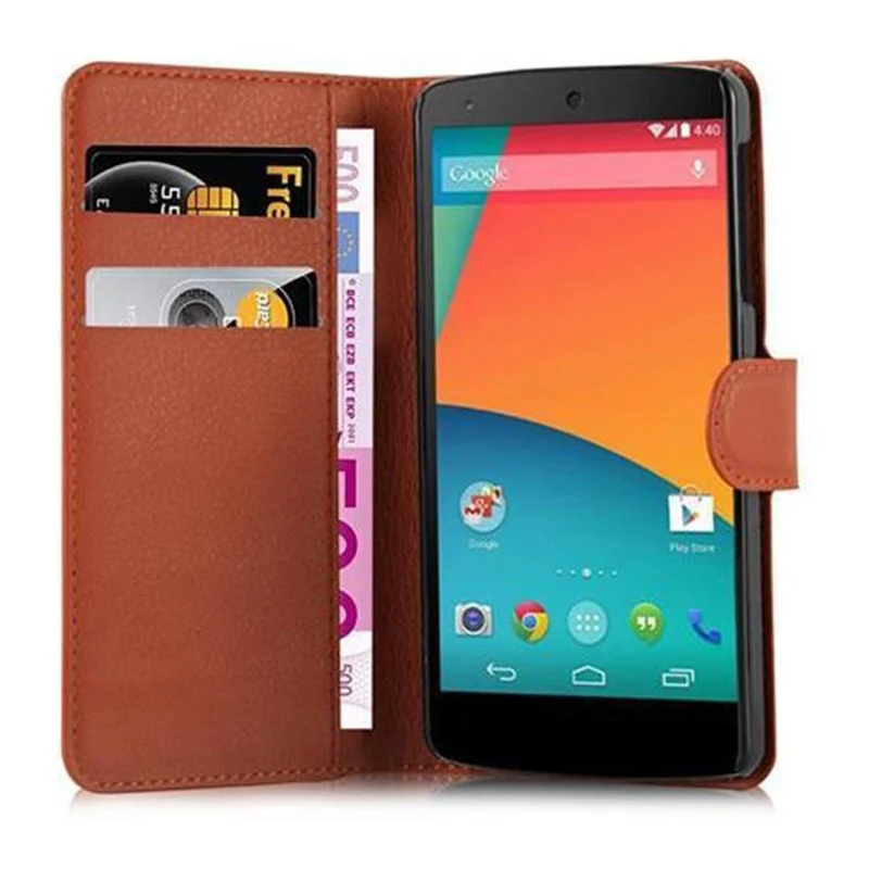 Cadorabo Hülle kompatibel mit LG Google NEXUS 5 Schutzhülle mit Magnetverschluss, Standfunktion und Kartenfach