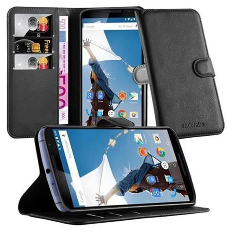 Cadorabo Hülle kompatibel mit Motorola Google NEXUS 6 Schutzhülle mit Magnetverschluss, Standfunktion und Kartenfach