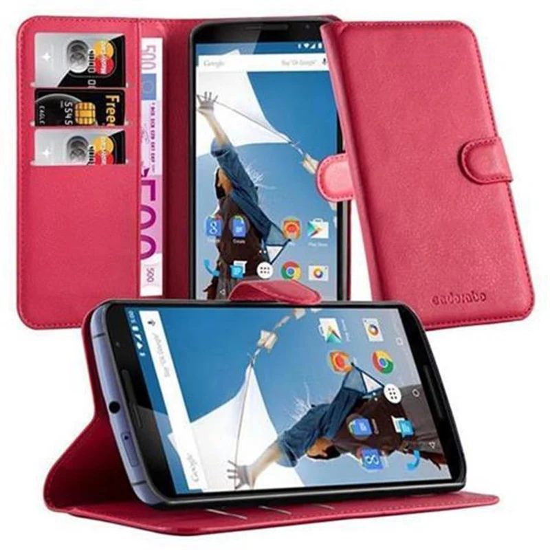 Cadorabo Hülle kompatibel mit Motorola Google NEXUS 6 Schutzhülle mit Magnetverschluss, Standfunktion und Kartenfach