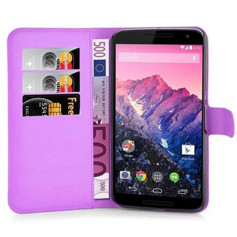 Cadorabo Hülle kompatibel mit Motorola Google NEXUS 6 Schutzhülle mit Magnetverschluss, Standfunktion und Kartenfach