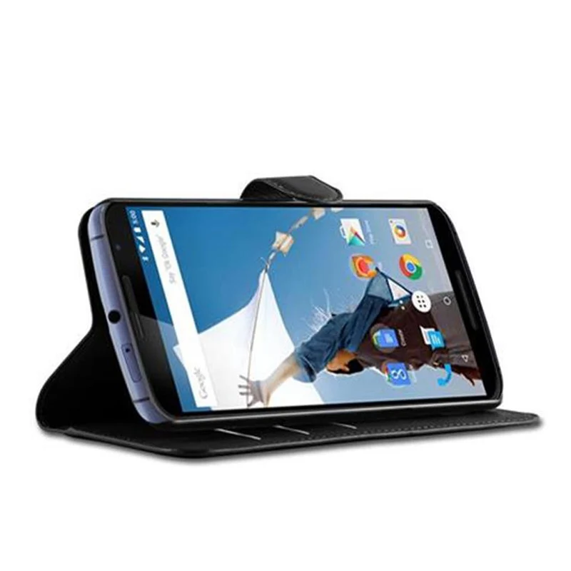 Cadorabo Hülle kompatibel mit Motorola Google NEXUS 6 Schutzhülle mit Magnetverschluss, Standfunktion und Kartenfach