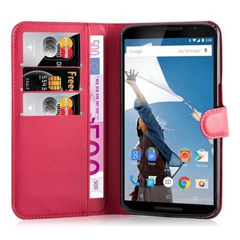 Cadorabo Hülle kompatibel mit Motorola Google NEXUS 6 Schutzhülle mit Magnetverschluss, Standfunktion und Kartenfach