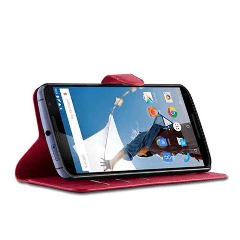 Cadorabo Hülle kompatibel mit Motorola Google NEXUS 6 Schutzhülle mit Magnetverschluss, Standfunktion und Kartenfach