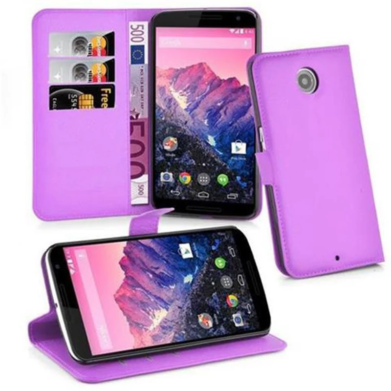 Cadorabo Hülle kompatibel mit Motorola Google NEXUS 6 Schutzhülle mit Magnetverschluss, Standfunktion und Kartenfach