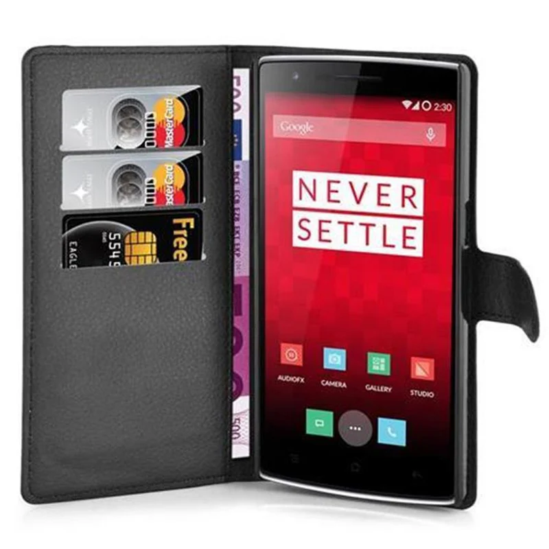 Cadorabo Hülle kompatibel mit OnePlus ONE Schutzhülle mit Magnetverschluss, Standfunktion und Kartenfach