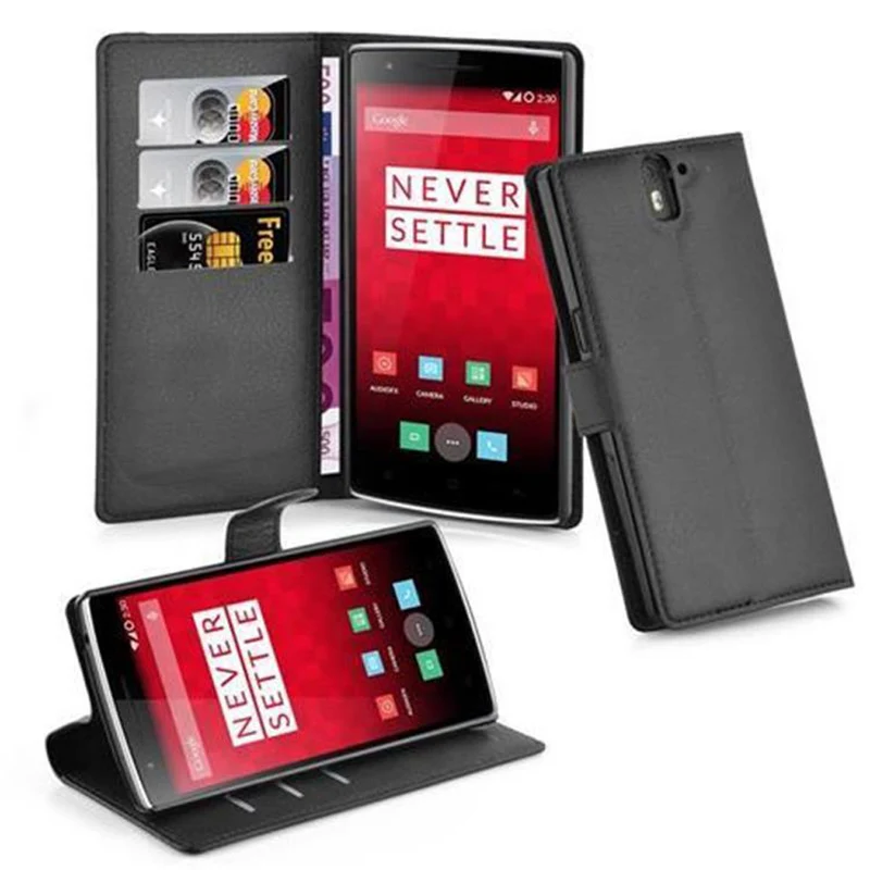 Cadorabo Hülle kompatibel mit OnePlus ONE Schutzhülle mit Magnetverschluss, Standfunktion und Kartenfach