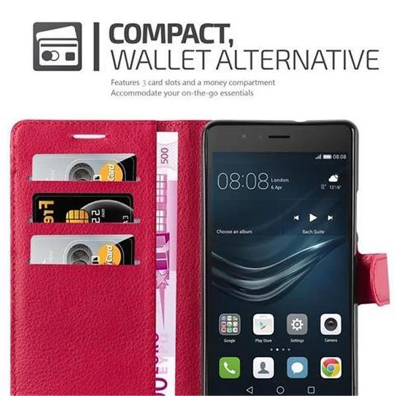 Cadorabo Hülle kompatibel mit Huawei P9 LITE 2016 / G9 LITE Schutzhülle mit Magnetverschluss, Standfunktion und Kartenfach