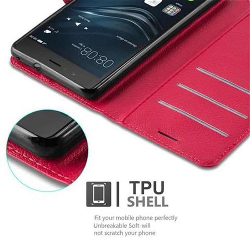 Cadorabo Hülle kompatibel mit Huawei P9 LITE 2016 / G9 LITE Schutzhülle mit Magnetverschluss, Standfunktion und Kartenfach