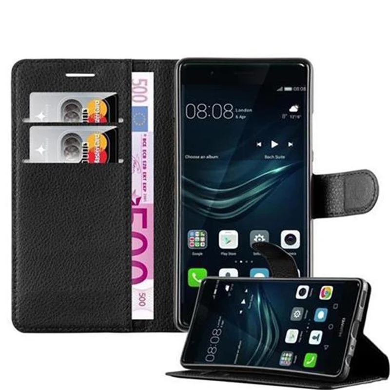Cadorabo Hülle kompatibel mit Huawei P9 Schutzhülle mit Magnetverschluss, Standfunktion und Kartenfach
