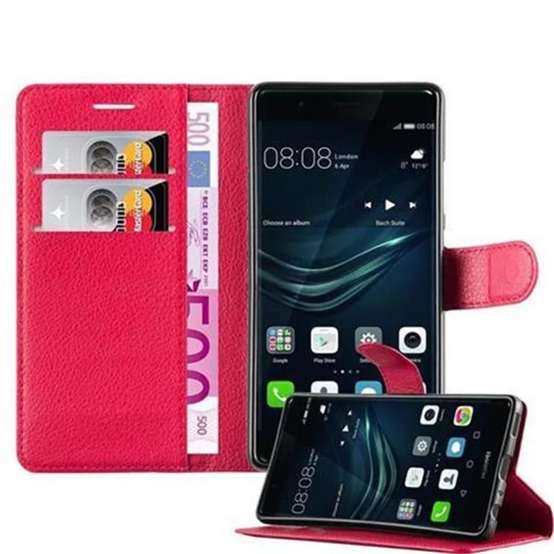 Cadorabo Hülle kompatibel mit Huawei P9 Schutzhülle mit Magnetverschluss, Standfunktion und Kartenfach