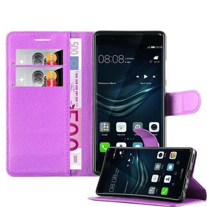 Cadorabo Hülle kompatibel mit Huawei P9 Schutzhülle mit Magnetverschluss, Standfunktion und Kartenfach