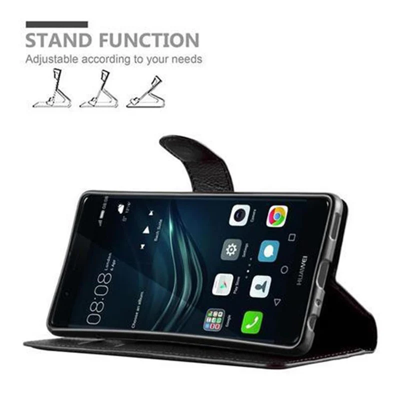 Cadorabo Hülle kompatibel mit Huawei P9 Schutzhülle mit Magnetverschluss, Standfunktion und Kartenfach