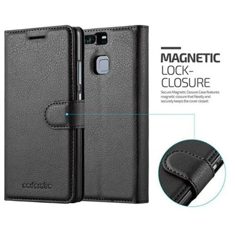 Cadorabo Hülle kompatibel mit Huawei P9 Schutzhülle mit Magnetverschluss, Standfunktion und Kartenfach