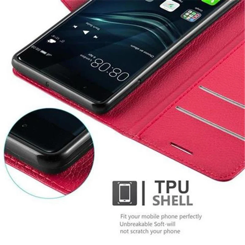 Cadorabo Hülle kompatibel mit Huawei P9 Schutzhülle mit Magnetverschluss, Standfunktion und Kartenfach