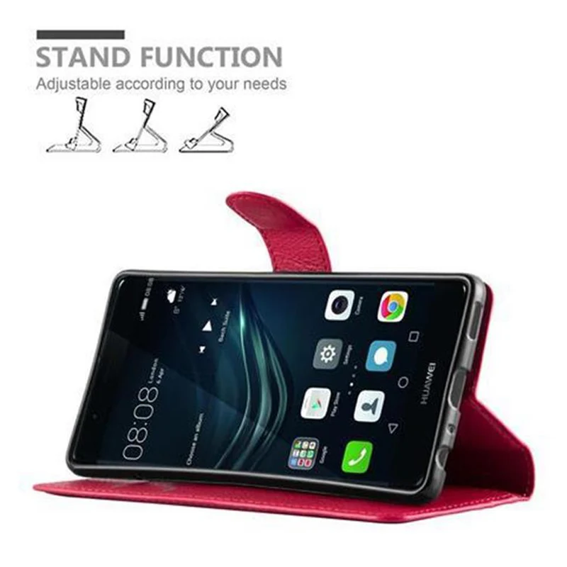 Cadorabo Hülle kompatibel mit Huawei P9 Schutzhülle mit Magnetverschluss, Standfunktion und Kartenfach