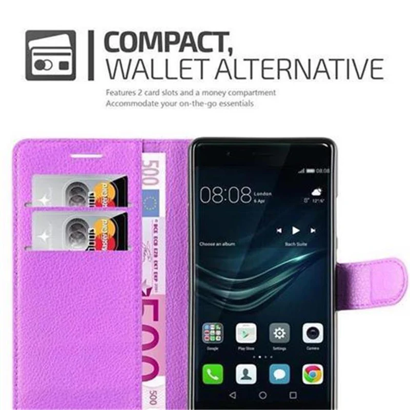 Cadorabo Hülle kompatibel mit Huawei P9 Schutzhülle mit Magnetverschluss, Standfunktion und Kartenfach
