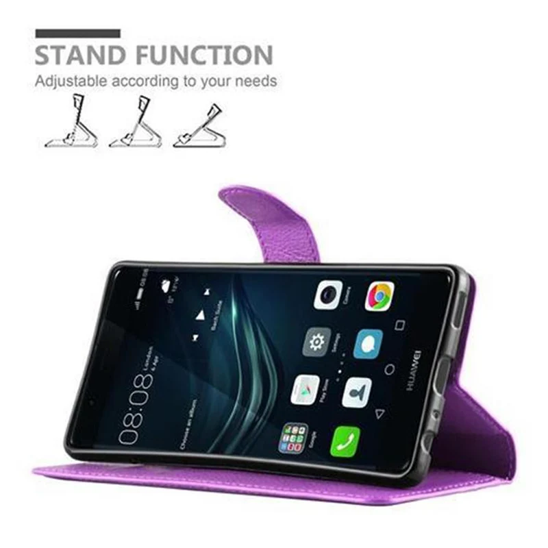 Cadorabo Hülle kompatibel mit Huawei P9 Schutzhülle mit Magnetverschluss, Standfunktion und Kartenfach