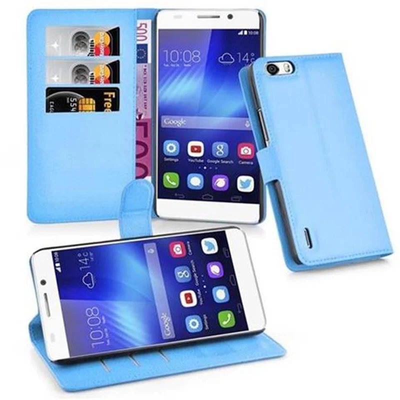 Cadorabo Hülle kompatibel mit Honor 6 PLUS Schutzhülle mit Magnetverschluss, Standfunktion und Kartenfach