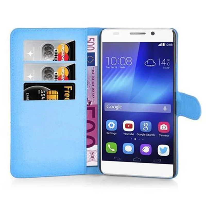 Cadorabo Hülle kompatibel mit Honor 6 PLUS Schutzhülle mit Magnetverschluss, Standfunktion und Kartenfach