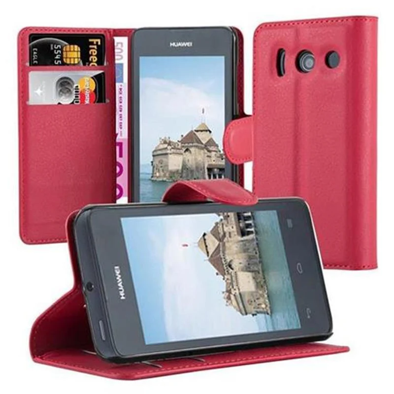 Cadorabo Hülle kompatibel mit Huawei ASCEND Y300 Schutzhülle mit Magnetverschluss, Standfunktion und Kartenfach