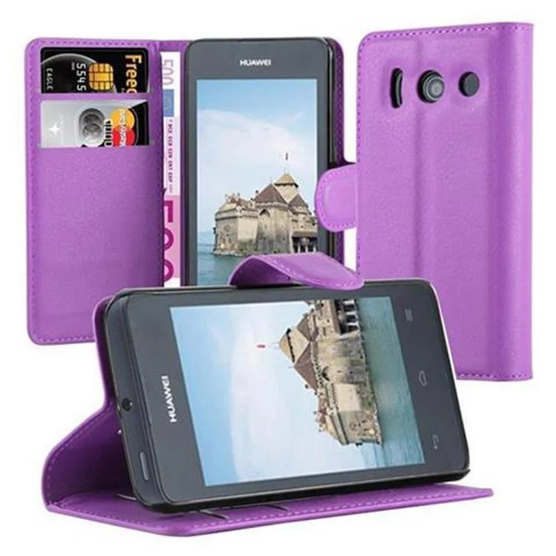 Cadorabo Hülle kompatibel mit Huawei ASCEND Y300 Schutzhülle mit Magnetverschluss, Standfunktion und Kartenfach