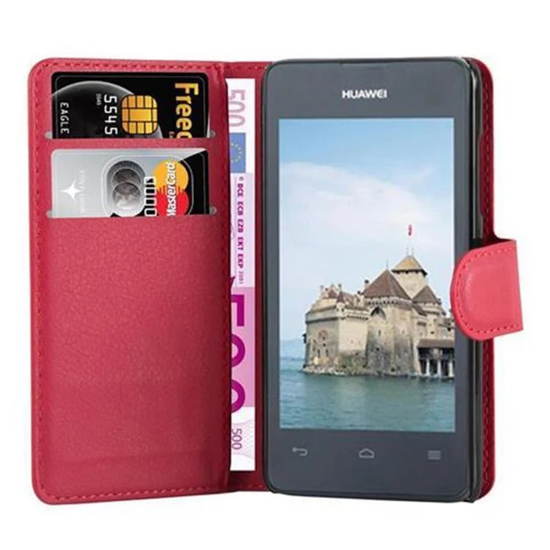Cadorabo Hülle kompatibel mit Huawei ASCEND Y300 Schutzhülle mit Magnetverschluss, Standfunktion und Kartenfach