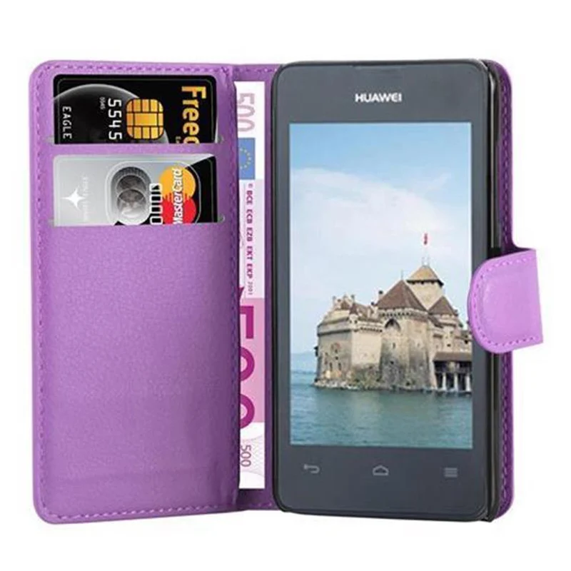 Cadorabo Hülle kompatibel mit Huawei ASCEND Y300 Schutzhülle mit Magnetverschluss, Standfunktion und Kartenfach