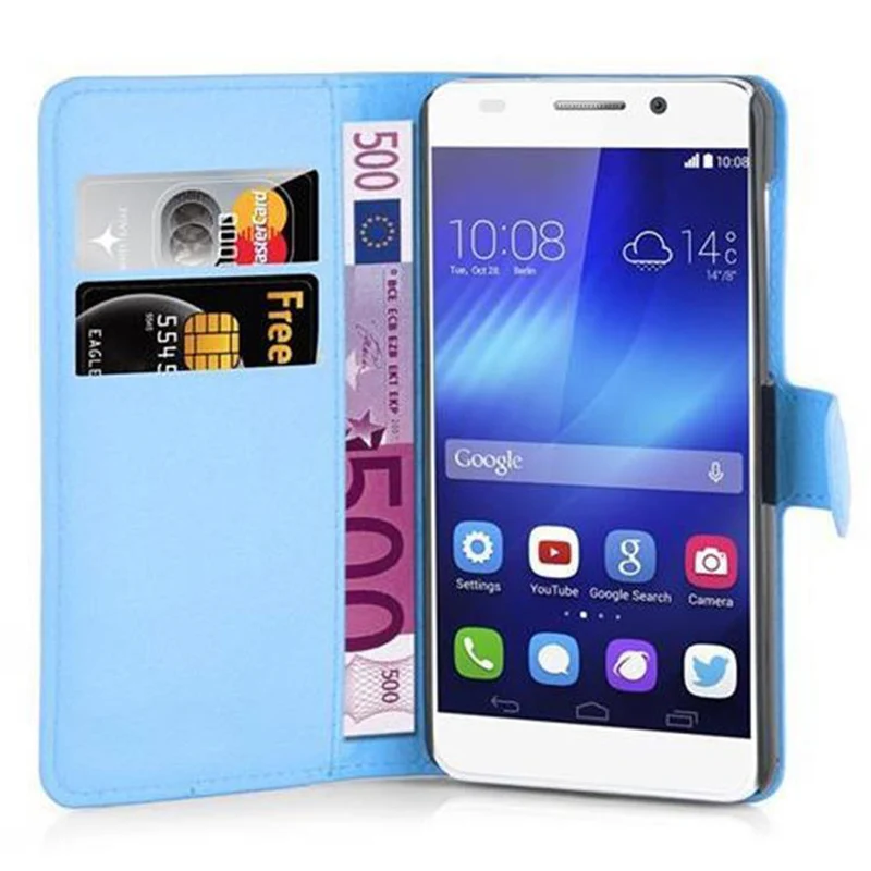 Cadorabo Hülle kompatibel mit Honor 6 Schutzhülle mit Magnetverschluss, Standfunktion und Kartenfach