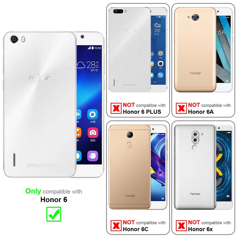Cadorabo Hülle kompatibel mit Honor 6 Schutzhülle mit Magnetverschluss, Standfunktion und Kartenfach