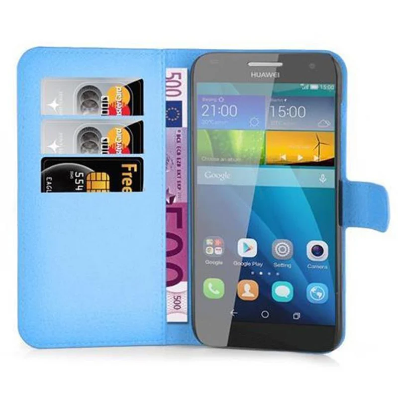 Cadorabo Hülle kompatibel mit Huawei ASCEND G7 Schutzhülle mit Magnetverschluss, Standfunktion und Kartenfach